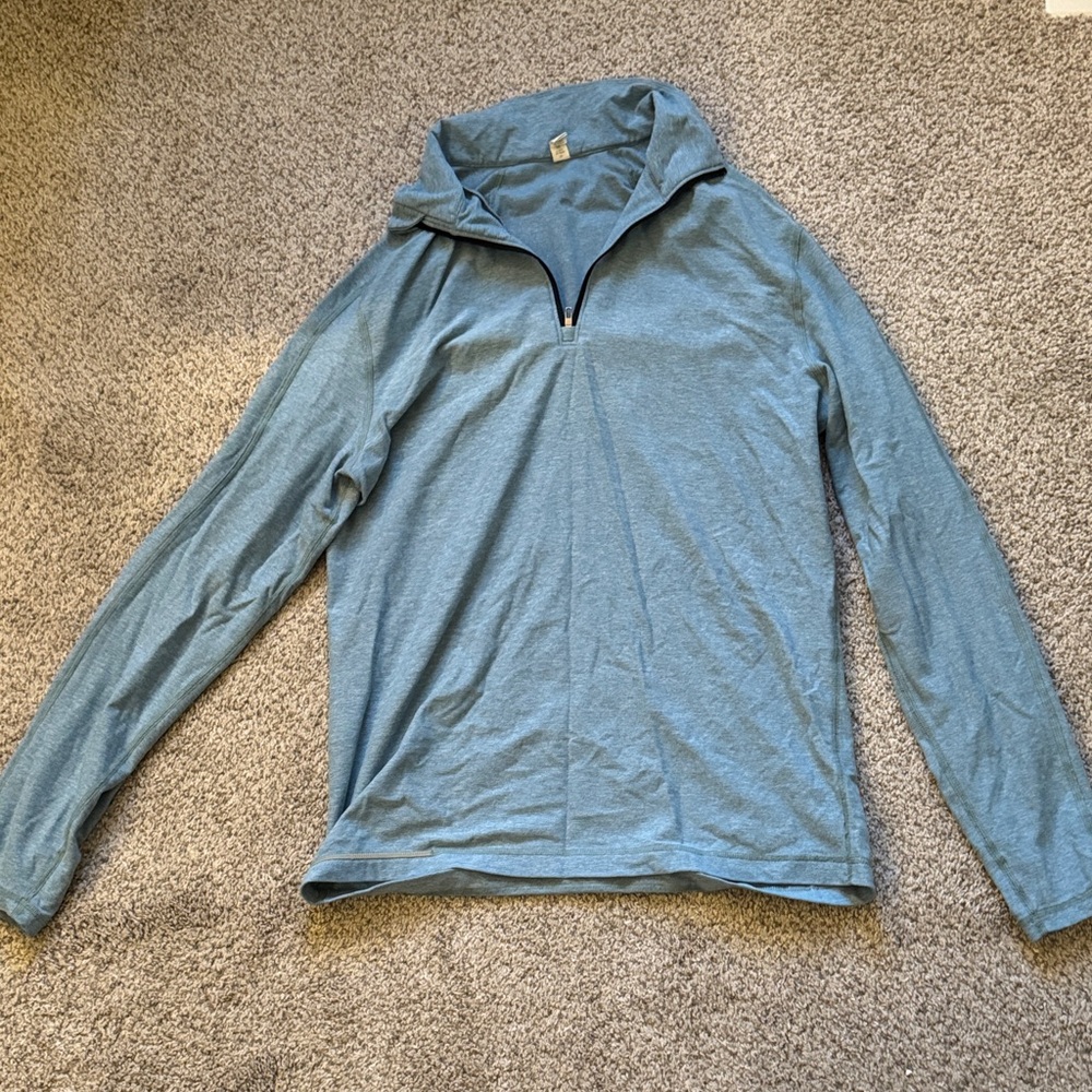 lululemon athletica Heathered Light Blue Pullover Top Quarter Zip Large